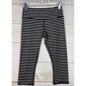 Scorpio Sol Yoga Leggings XS Black White Striped High Waist Activewear Pants 328